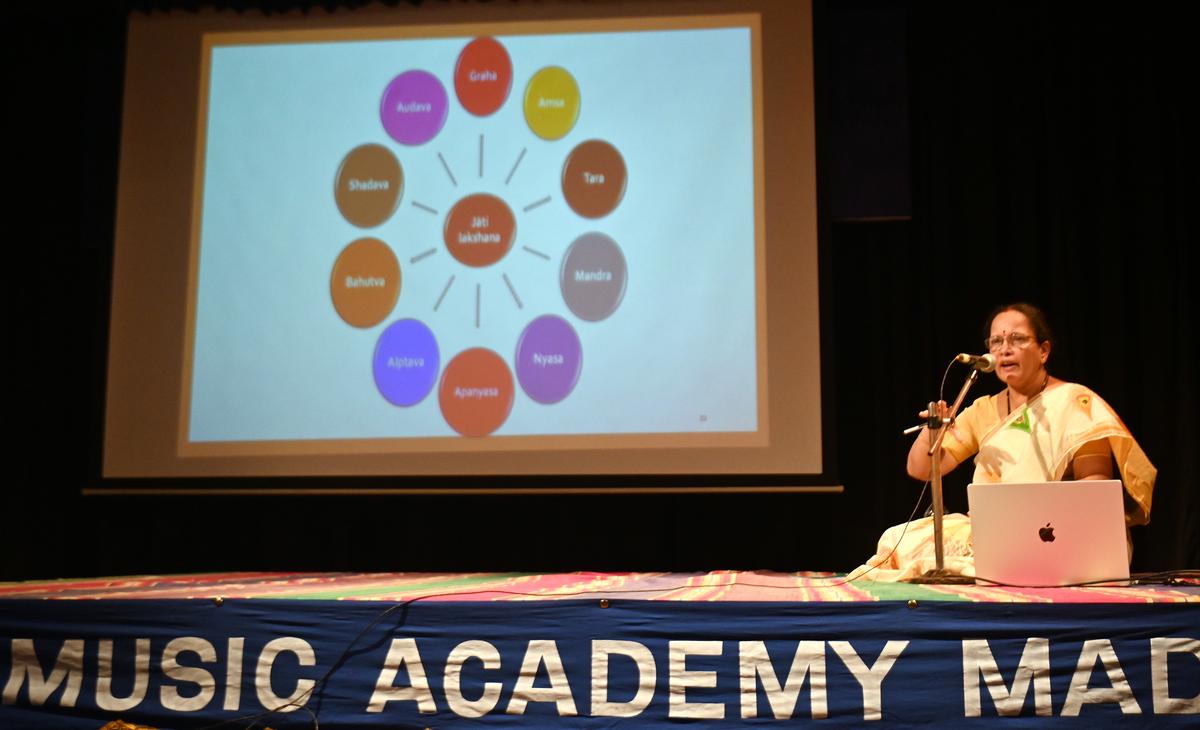 V. Premlatha speaking at the academic session